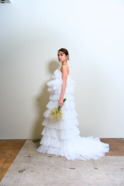 フリル チュール ティアードドレス(W359)