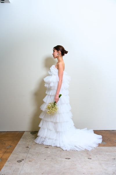 フリル チュール ティアードドレス(W359)