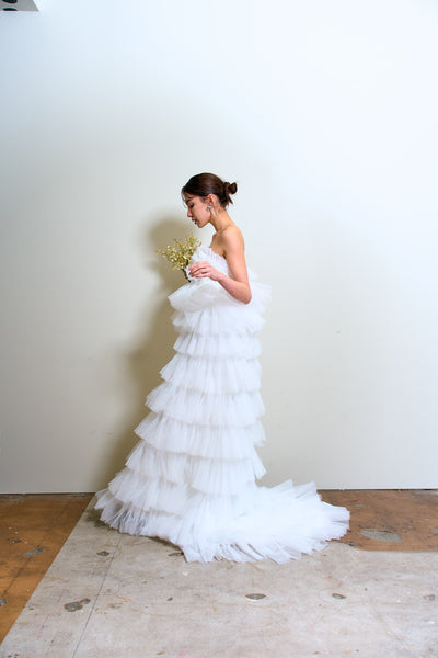 フリル チュール ティアードドレス(W359)