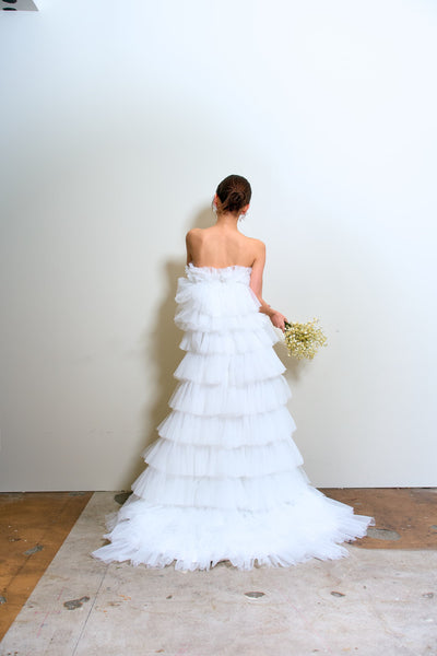 フリル チュール ティアードドレス(W359)