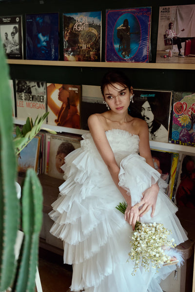 フリル チュール ティアードドレス(W359)