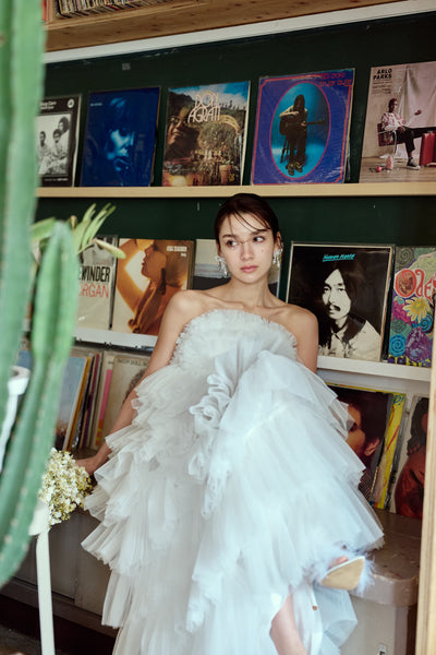 フリル チュール ティアードドレス(W359)