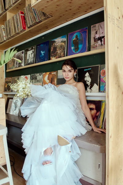 フリル チュール ティアードドレス(W359)