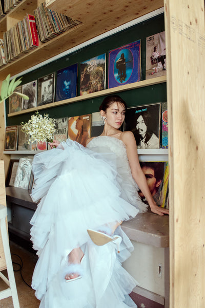 フリル チュール ティアードドレス(W359)