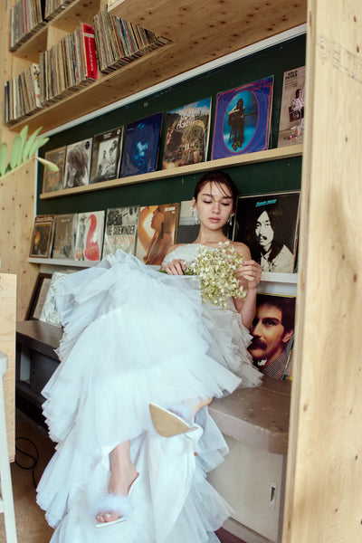 フリル チュール ティアードドレス(W359)