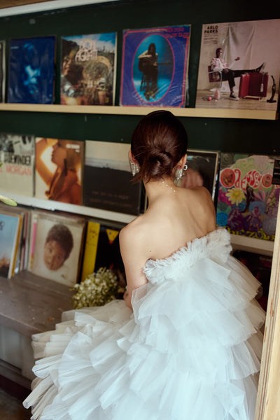 フリル チュール ティアードドレス(W359)