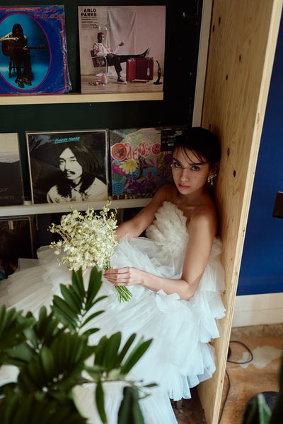 フリル チュール ティアードドレス(W359)