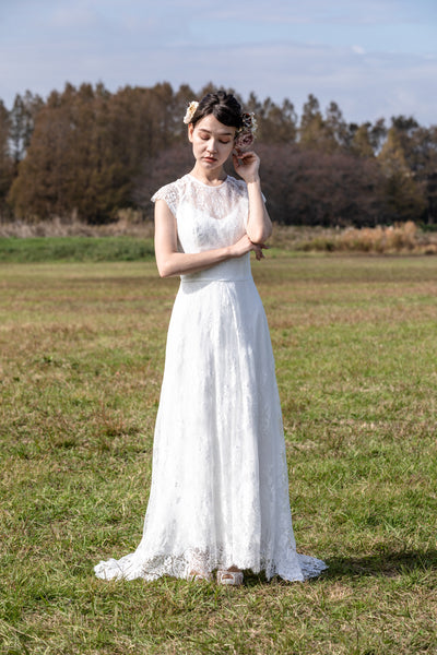 総レース クルーネック テールカットドレス(W179)