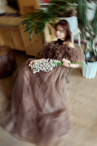 ボリュームフリルショルダー Aラインドレス(W356)