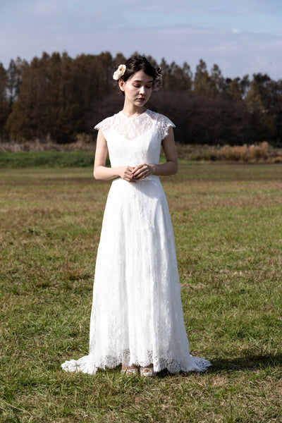 総レース クルーネック テールカットドレス(W179)