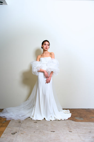 3way パフスリーブ バックトレーン ベアトップドレス(W282)