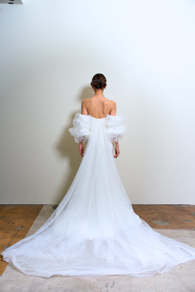 3way パフスリーブ バックトレーン ベアトップドレス(W282)