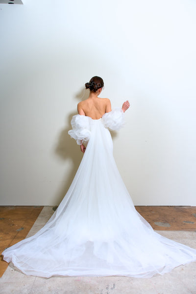 3way パフスリーブ バックトレーン ベアトップドレス(W282)