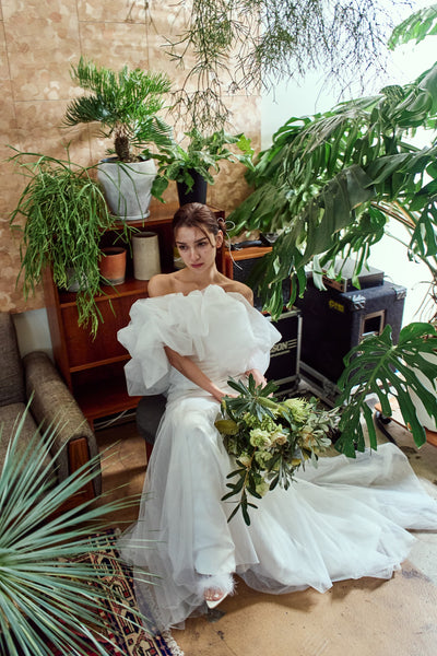 クラウドスリーブ オフショルダードレス(W365)