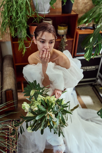 クラウドスリーブ オフショルダードレス(W365)