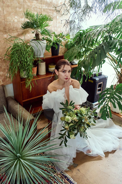 クラウドスリーブ オフショルダードレス(W365)