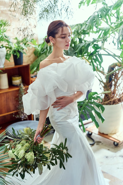 クラウドスリーブ オフショルダードレス(W365)