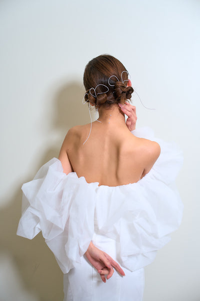 クラウドスリーブ オフショルダードレス(W365)