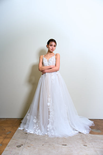 ハートカット 刺繍 Aラインドレス(W354)