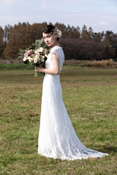 総レース クルーネック テールカットドレス(W179)