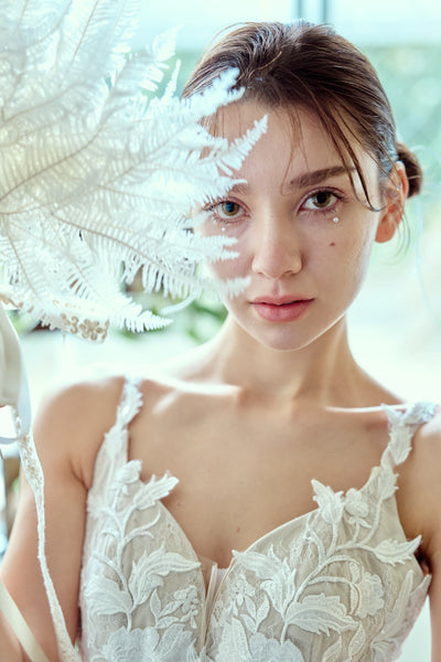 ハートカット 刺繍 Aラインドレス(W354)