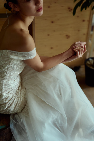 オフショルダー レース マーメイドドレス(W355)