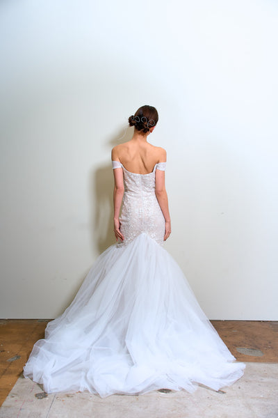 オフショルダー レース マーメイドドレス(W355)