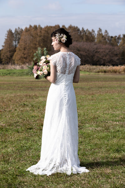 総レース クルーネック テールカットドレス(W179)