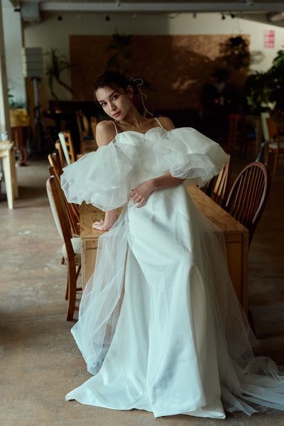 2way バルーンスリーブ ロングトレーンドレス(W364)