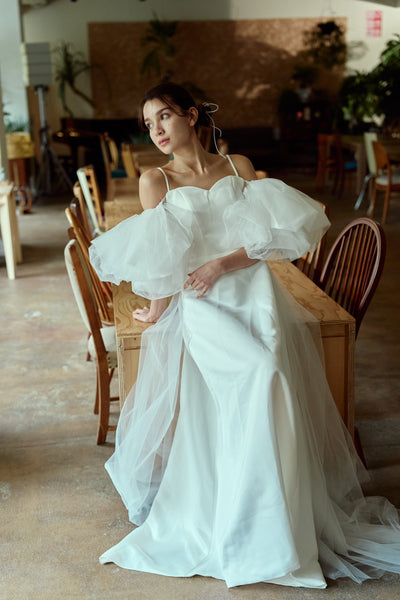 2way バルーンスリーブ ロングトレーンドレス(W364)