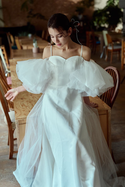 2way バルーンスリーブ ロングトレーンドレス(W364)