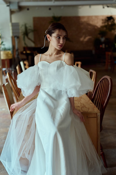 2way バルーンスリーブ ロングトレーンドレス(W364)