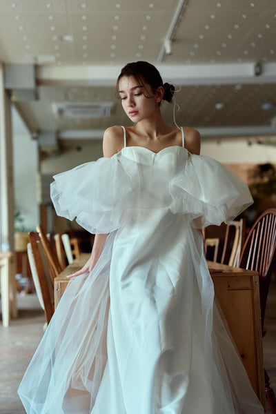 2way バルーンスリーブ ロングトレーンドレス(W364)