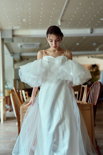 2way バルーンスリーブ ロングトレーンドレス(W364)