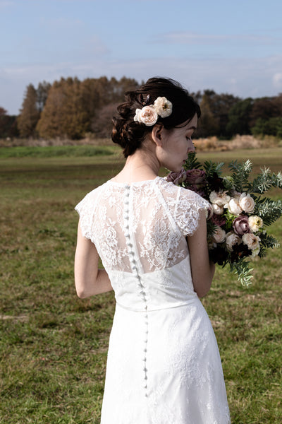 総レース クルーネック テールカットドレス(W179)