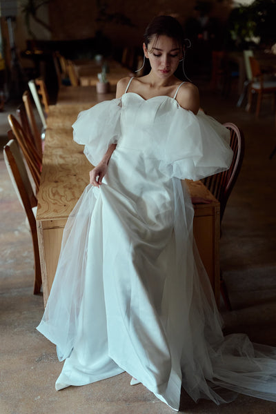 2way バルーンスリーブ ロングトレーンドレス(W364)