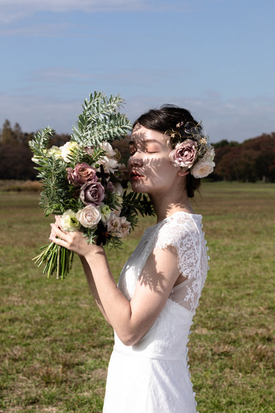 総レース クルーネック テールカットドレス(W179)