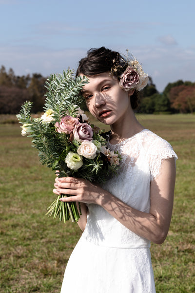 総レース クルーネック テールカットドレス(W179)