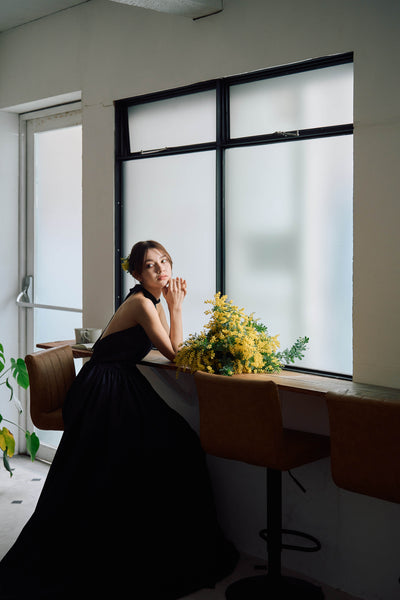 アメリカンスリーブ タフタドレス(W292BK)