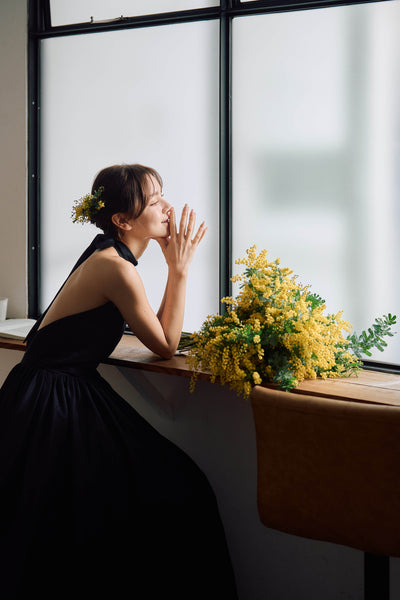 アメリカンスリーブ タフタドレス(W292BK)