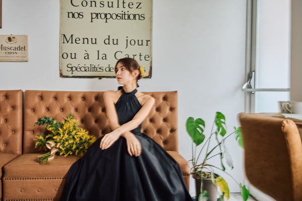 アメリカンスリーブ タフタドレス(W292BK)