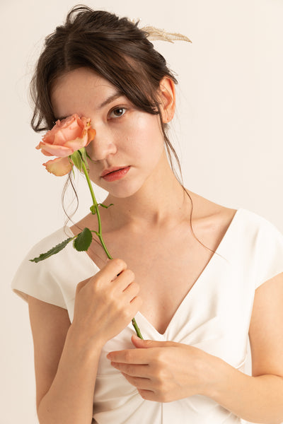 バックリボン 背中開き ウエディングドレス(W66)