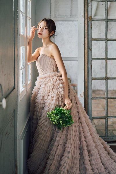 ベアトップ Aライン フリルドレス(W297DP)