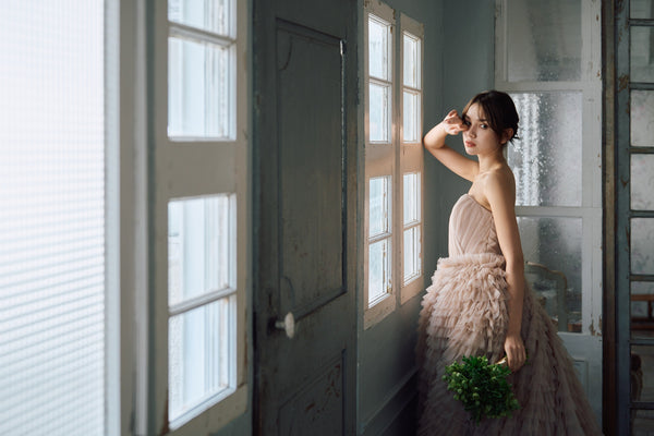 ベアトップ Aライン フリルドレス(W297DP)