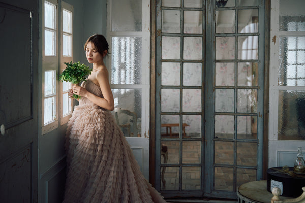 ベアトップ Aライン フリルドレス(W297DP)