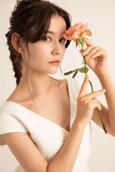 バックリボン 背中開き ウエディングドレス(W66)