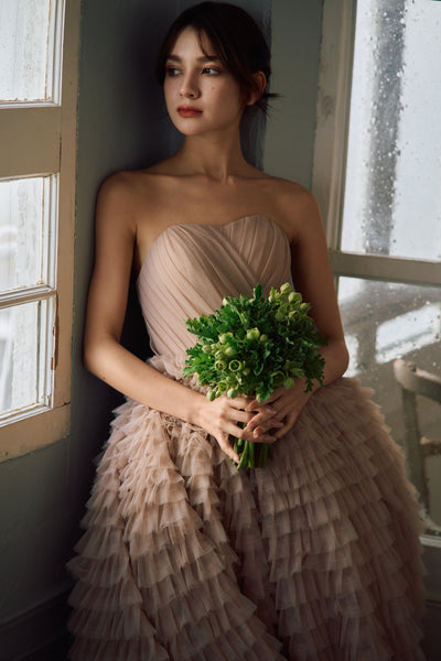 ベアトップ Aライン フリルドレス(W297DP)