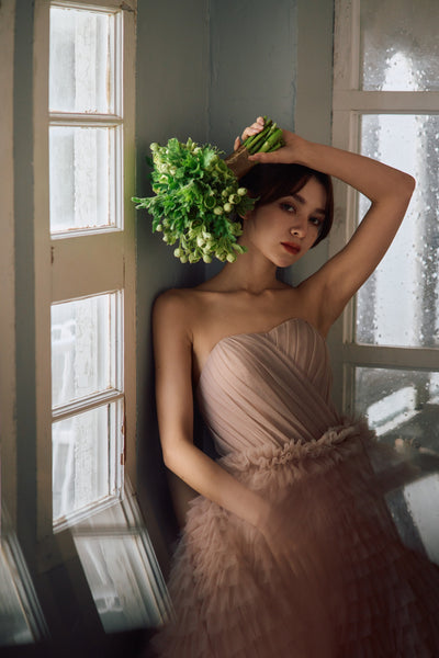 ベアトップ Aライン フリルドレス(W297DP)