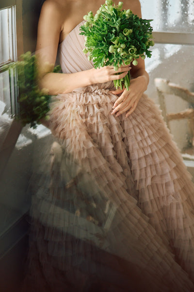 ベアトップ Aライン フリルドレス(W297DP)