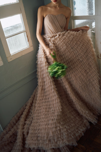 ベアトップ Aライン フリルドレス(W297DP)